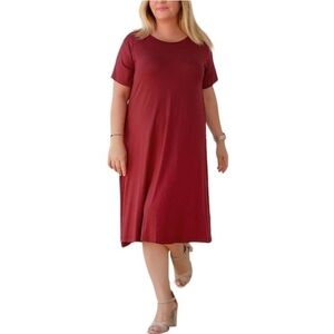 Meaneor Women's Burgundy Midi Dress